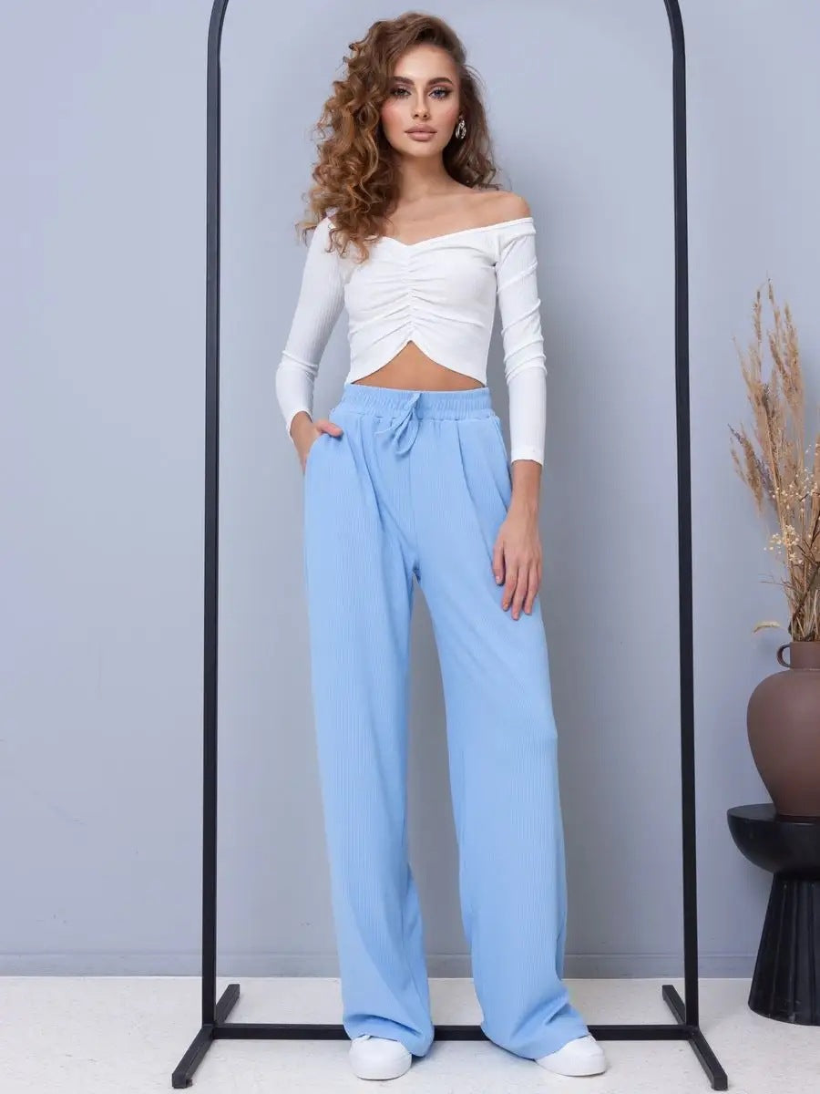 Damen lässige Komforthose mit elastischem Bund und praktischen Taschen Heidi-Mode