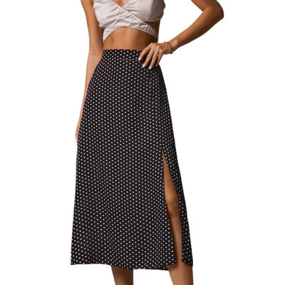 Damen Midirock mit sexy Schlitz und edlem Leoprint Heidi-Mode