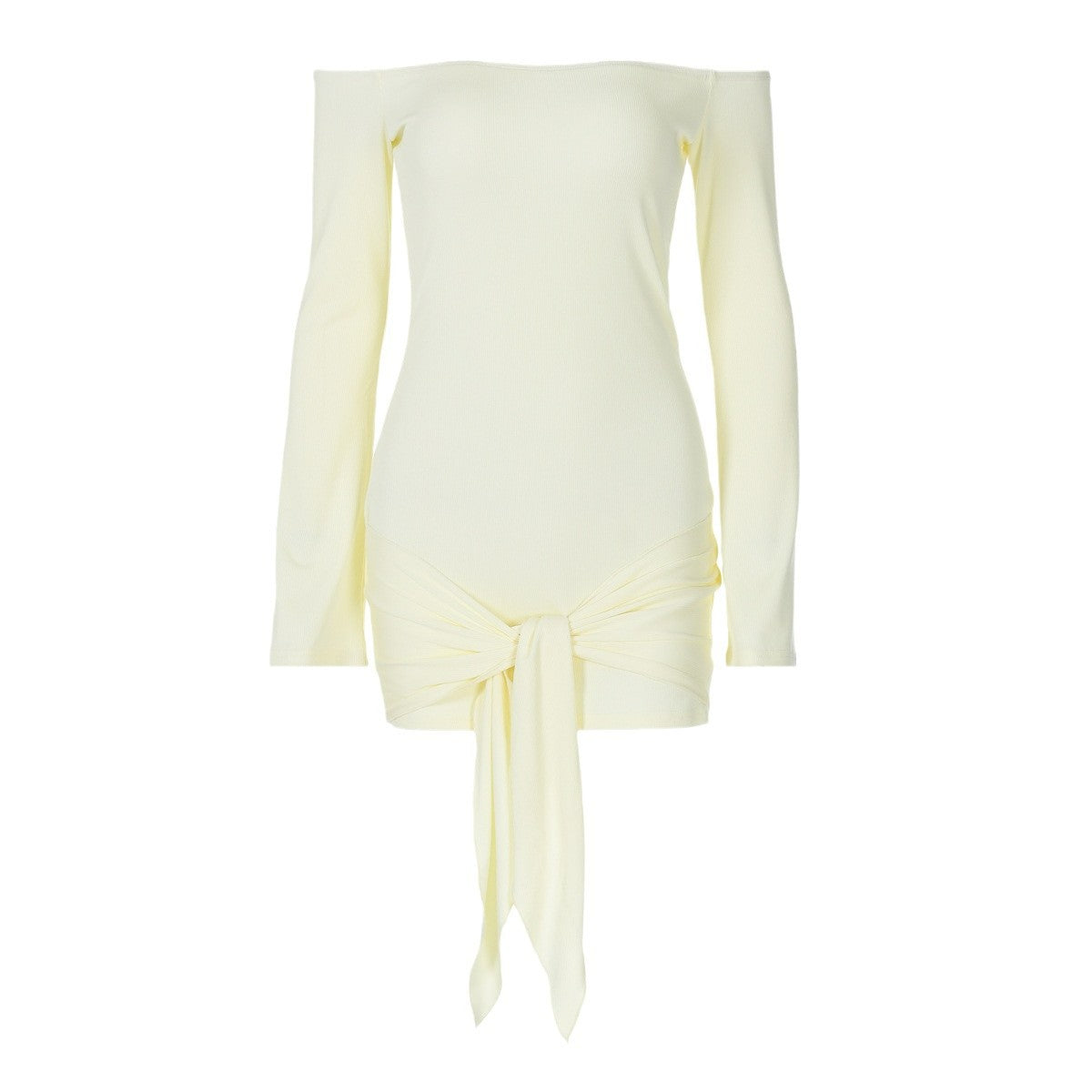 Damen Off-Shoulder Kleid mit schickem Schlitz und langen Ärmeln Heidi-Mode