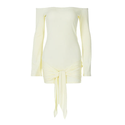 Damen Off-Shoulder Kleid mit schickem Schlitz und langen Ärmeln Heidi-Mode