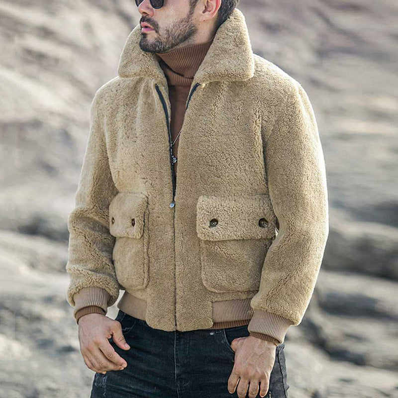 Herren Teddyfell-Jacke mit praktischen Taschen und sportlichem Design Aliams