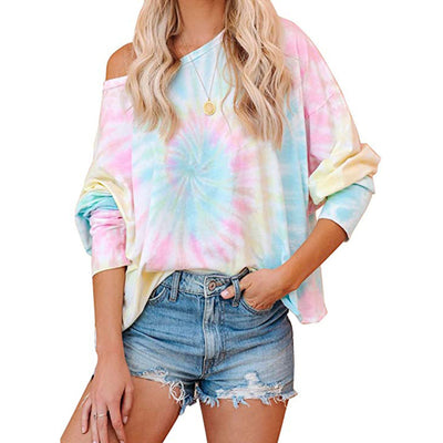 Damen Lässiges Oversized-Sweatshirt mit modernem Tie-Dye-Design Heidi-Mode