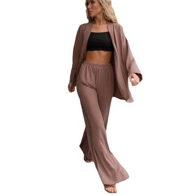 Damen eleganter Kimono-Style Morgenmantel mit stilvollem Gürtel und langen Ärmeln Heidi-Mode