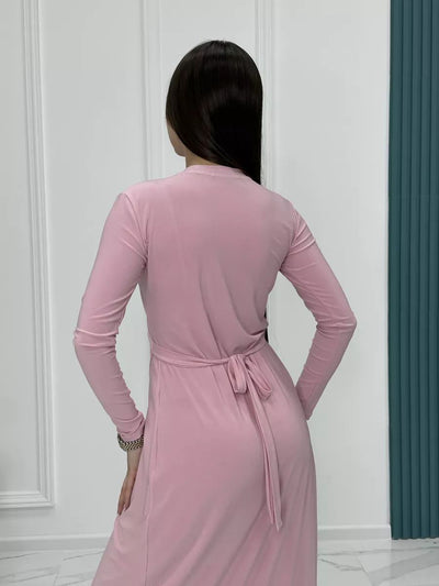 Damen Wickelkleid mit tiefem V-Ausschnitt und eleganter Raffung Heidi-Mode