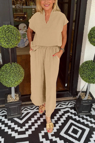 Damen Jumpsuit mit lockerer Passform und elegantem V-Ausschnitt Heidi-Mode