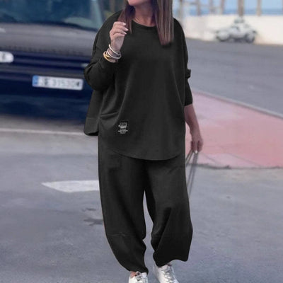 Damen lässiges Lounge-Set mit weit geschnittenem Oberteil und komfortabler Hose Heidi-Mode