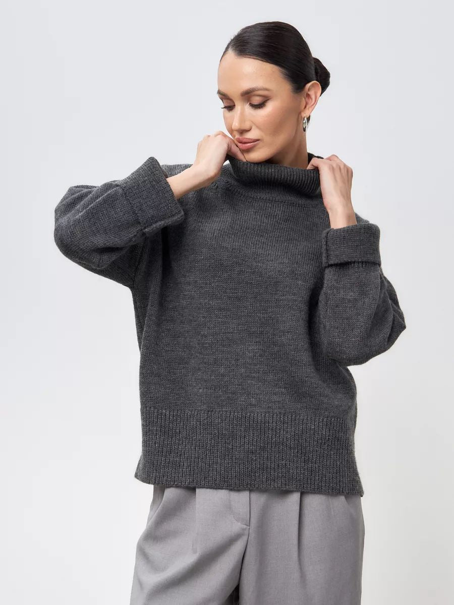 Damen lässiger Rollkragenpullover aus weichem Material Heidi-Mode