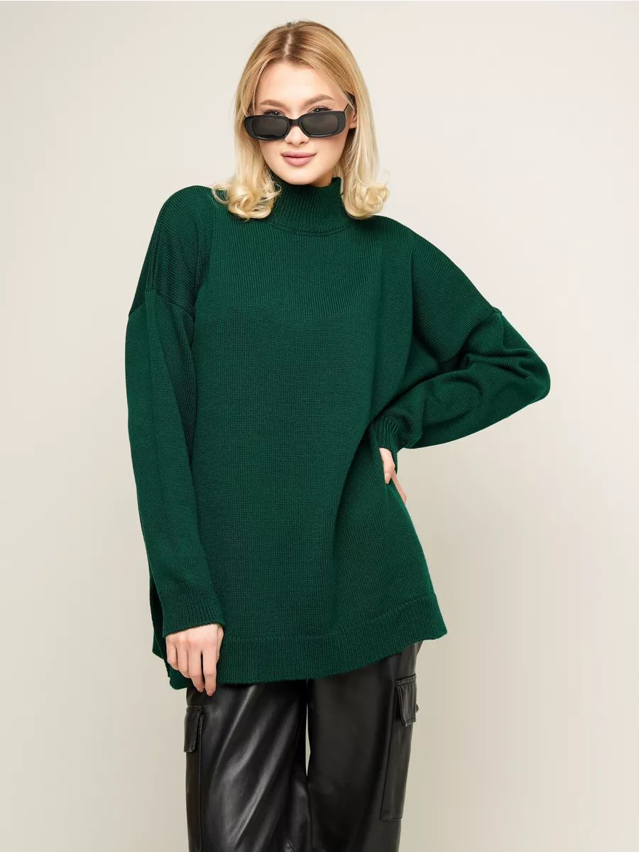 Damen Oversized Rollkragenpullover aus hochwertiger Baumwolle Heidi-Mode