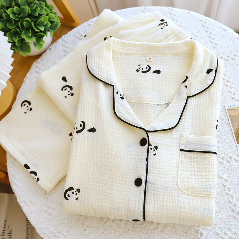 Gillian – Doppel-lagige lockere All-Cotton Crepe Pyjama-Anzug