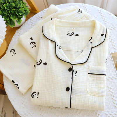 Gillian – Doppel-lagige lockere All-Cotton Crepe Pyjama-Anzug