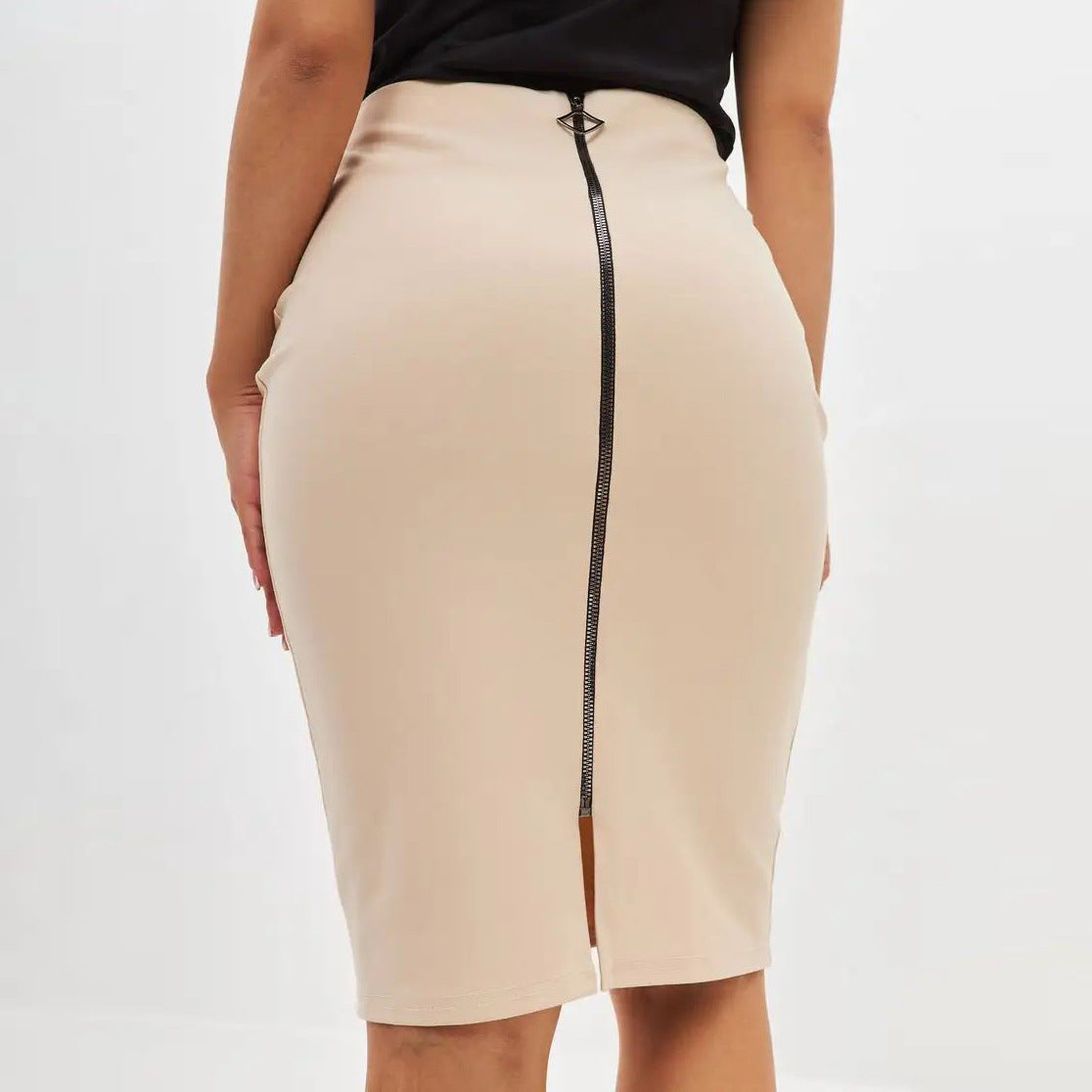 Damen figurbetonter Rock mit Reißverschlussdetails und hohem Bund Heidi-Mode