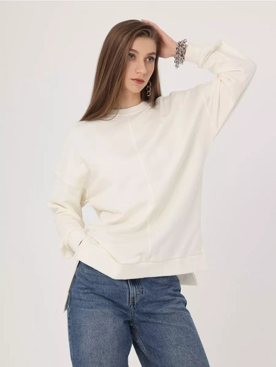 Damenoversized Pullover mit seitlichen Schlitzen und lässigem Schnitt Heidi-Mode