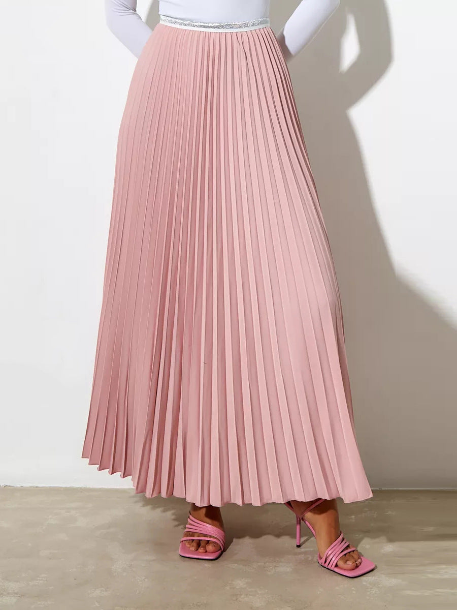 Damen Plissierter Maxirock mit elegantem Bund und fließendem Fall Heidi-Mode