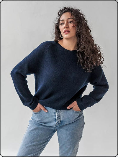 Damen feiner Strickpullover mit strukturiertem Rippdesign und hohem Kragen Heidi-Mode