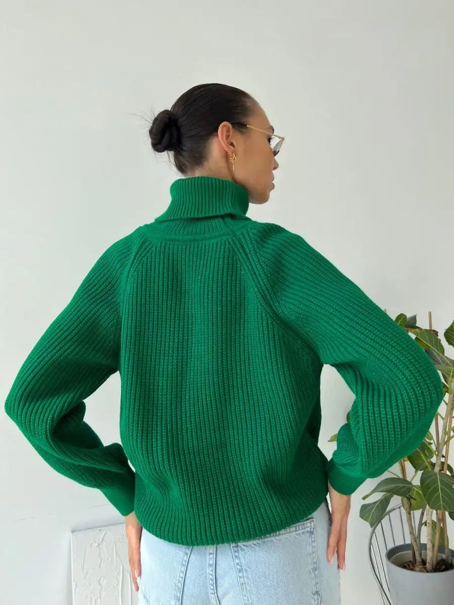 Damen Strickpullover mit hohem Kragen von Heidi-Mode