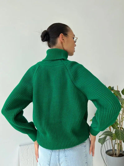 Damen Strickpullover mit hohem Kragen von Heidi-Mode