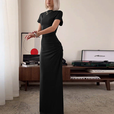 Damen Maxi-Kleid mit elegantem Rüschendesign und figurbetonter Silhouette Heidi-Mode