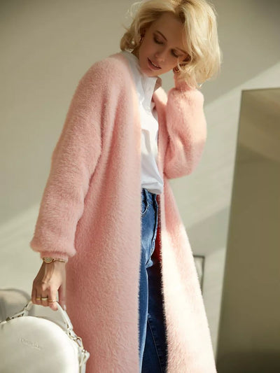 Damen weicher Strickmantel mit elegantem Schnitt und praktischem Taillengürtel Heidi-Mode