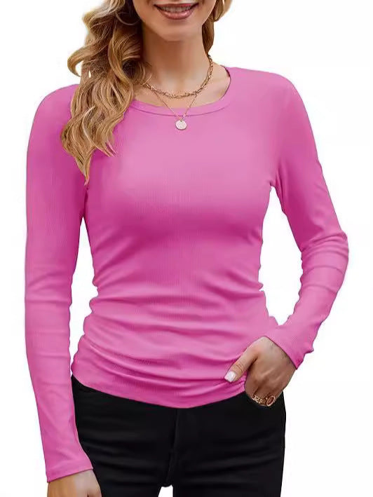 Damen Langarmshirt mit feinem Rippstrick und figurbetontem Schnitt Heidi-Mode
