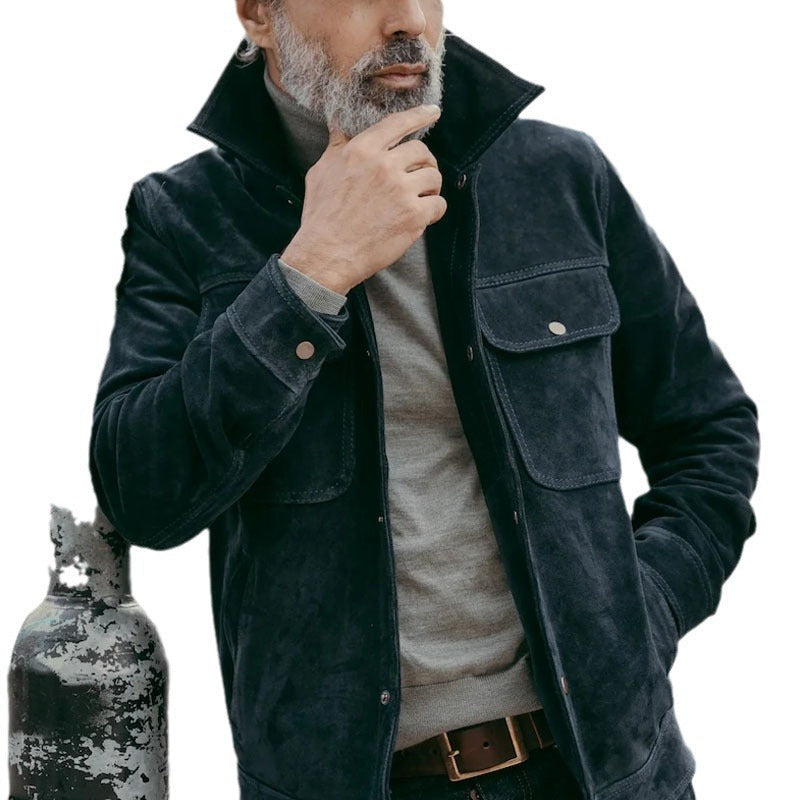 Herren modische Wildlederjacke mit praktischen Taschen Aliams