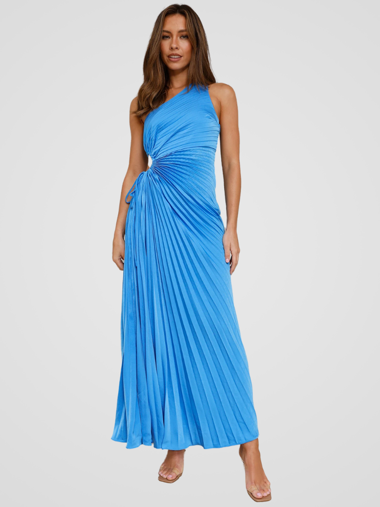 AURORA ONE SHOULDER PLISSEEKLEID