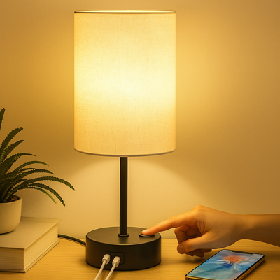 Orren | Touch-dimmbare Nachttischlampe mit USB-Aufladung