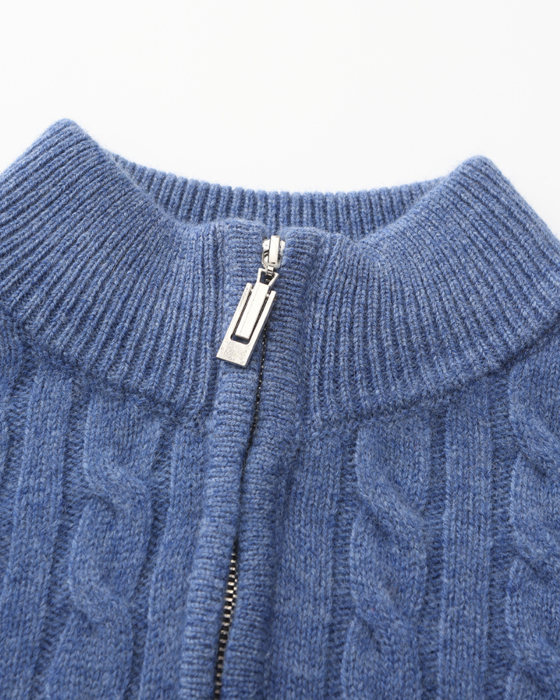 Damian | Blau Zopfmuster-Pullover & Wildleder-Loafer 2-teiliges Passendes Outfit
