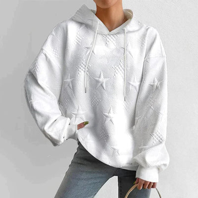 Oversized Damen Hoodie mit Strukturiertem Sternmuster