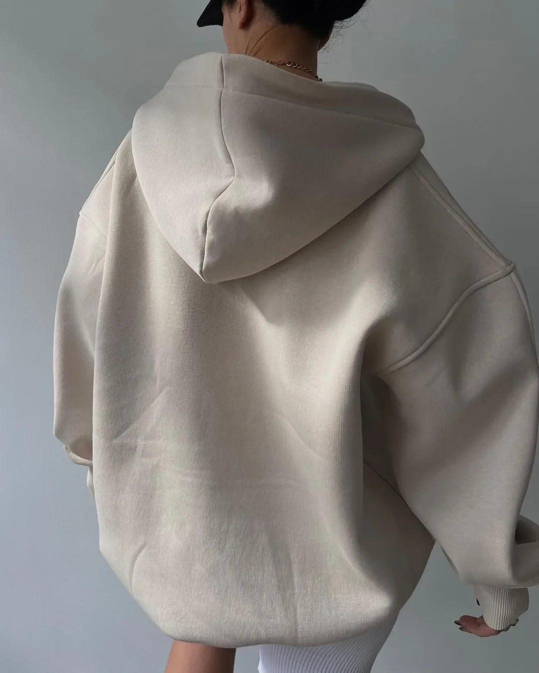 Oversized Kapuzenpullover mit Offenem V-Ausschnitt