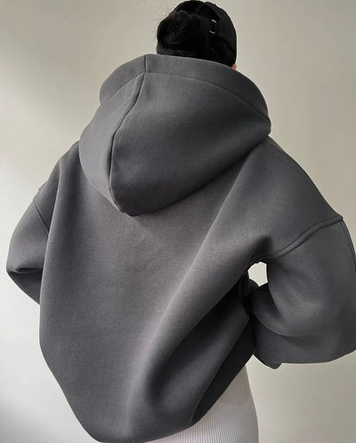 Oversized Kapuzenpullover mit Offenem V-Ausschnitt