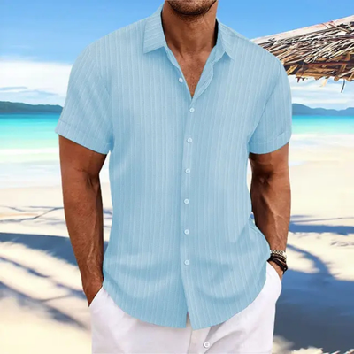 Piero-Herren Gestreiftes Kurzarm Hemd