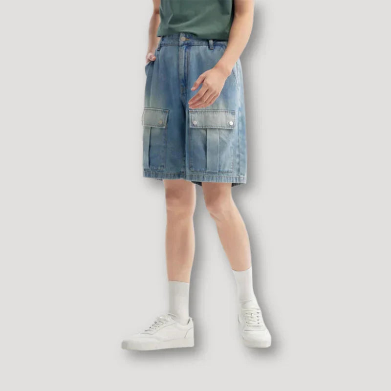 Herren Lose Passform Jeansstoff Kurze Hosen