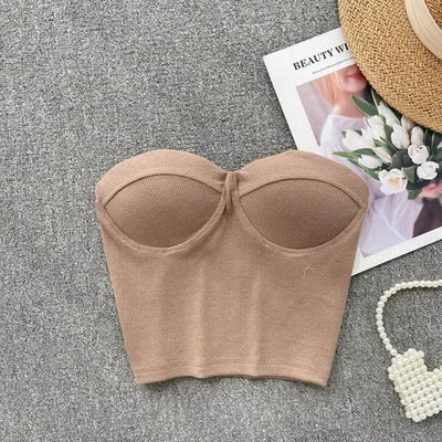 Bustier-Top mit Rippstruktur und geformten Cups für Damen