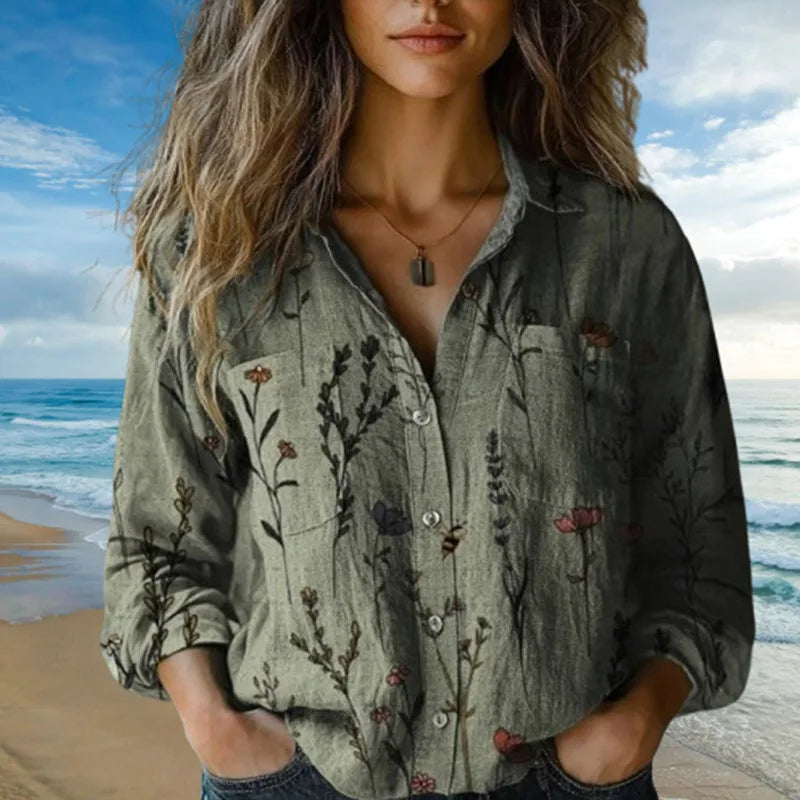 Evlampia – Vintage Baumwoll Hemd Mit Langen Ärmeln