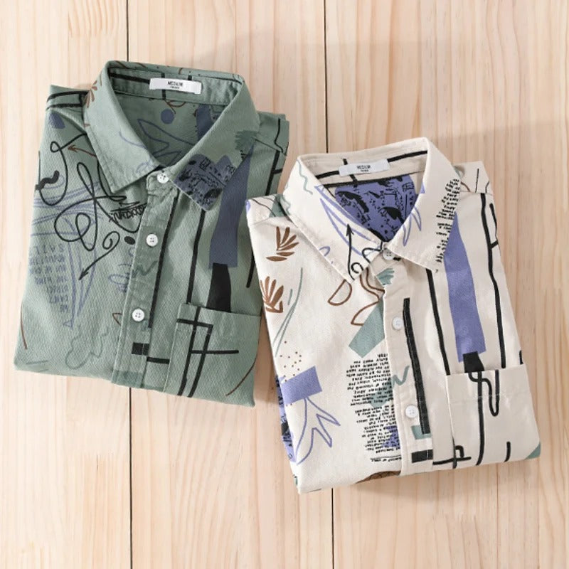 Kiesses - Nature's Canvas Spread Collar Shirt