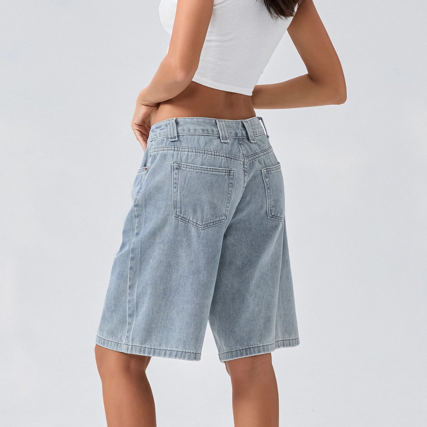 Damen-Bermuda-Jeansshorts im Loose-Fit
