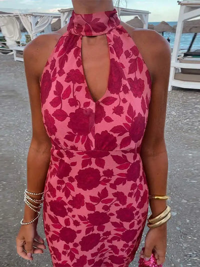 Sexy Blumenkleid mit Verführerischem Ausschnitt