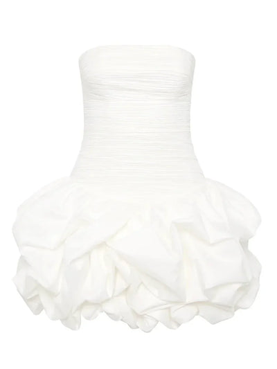 Schulterfreies Mini Kleid mit Ballonrock und floralem Muster für Damen