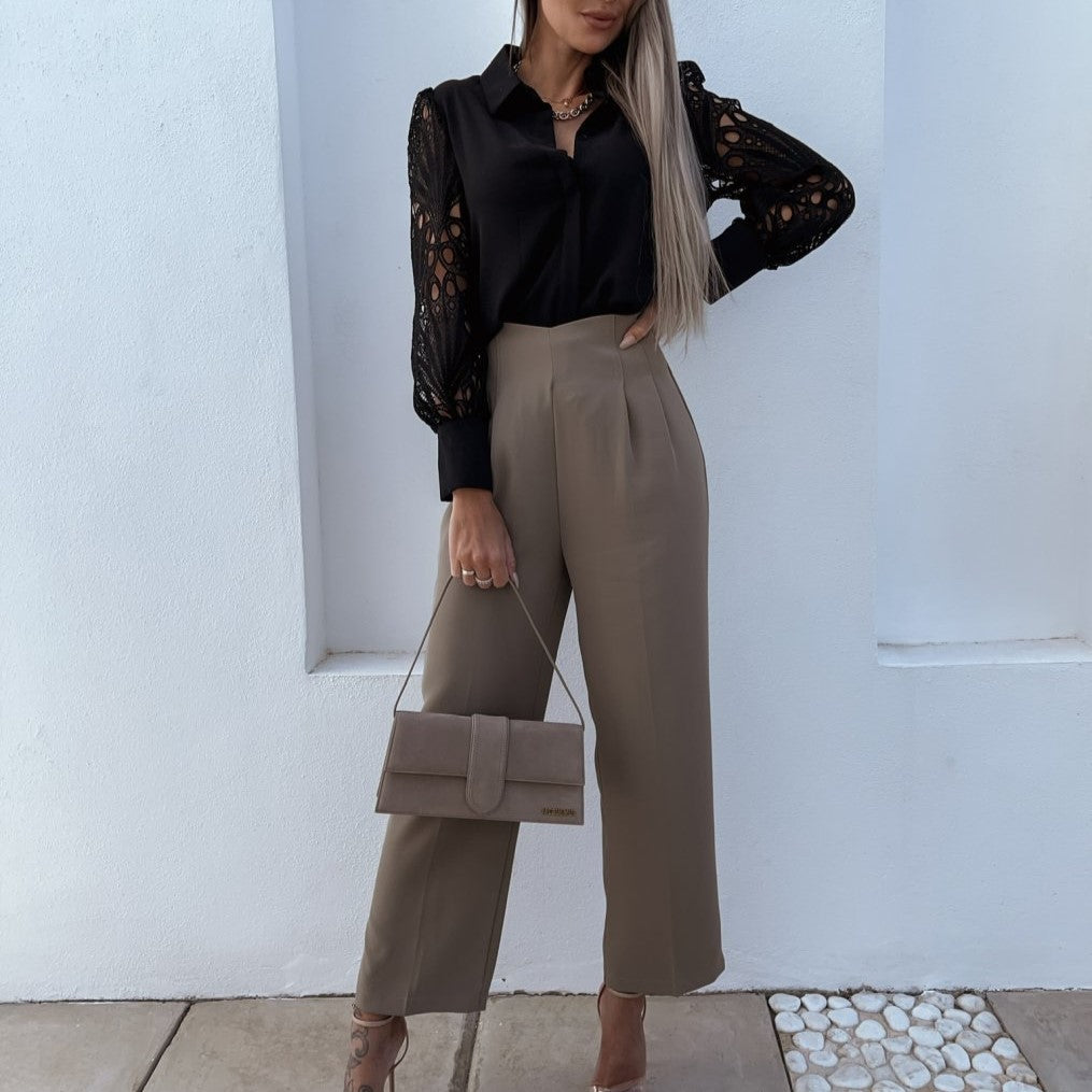 Elena Bluse mit Spitzenärmeln