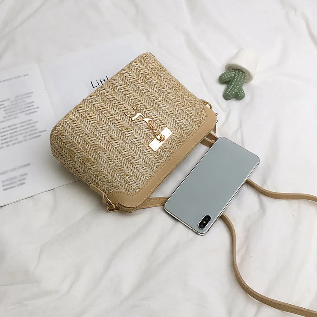 Boho Strohumhängetasche Damen – Handgefertigte Crossbody Tasche Sommer 2025