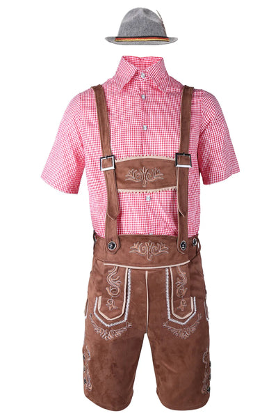 Oktoberfest Trachten Set Herren – Komplettes Outfit mit Lederhosen, Hemd und Hut