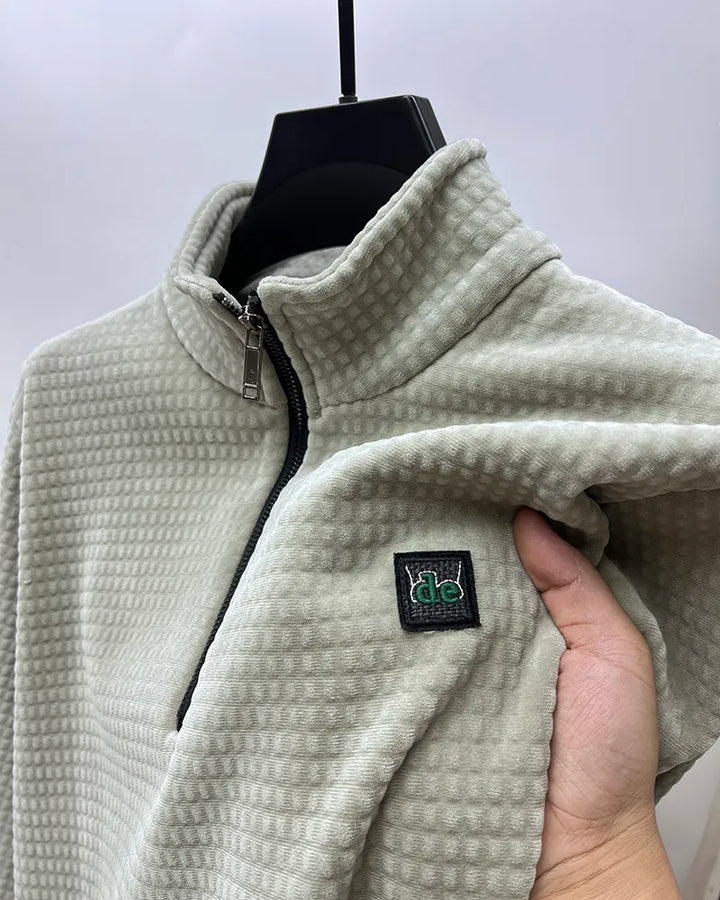 Matthew - Luxus-Alpaka-Fleece-Pullover mit Halbreißverschluss