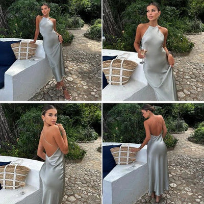 Ärmelloses elegantes Maxikleid mit offenem Rücken