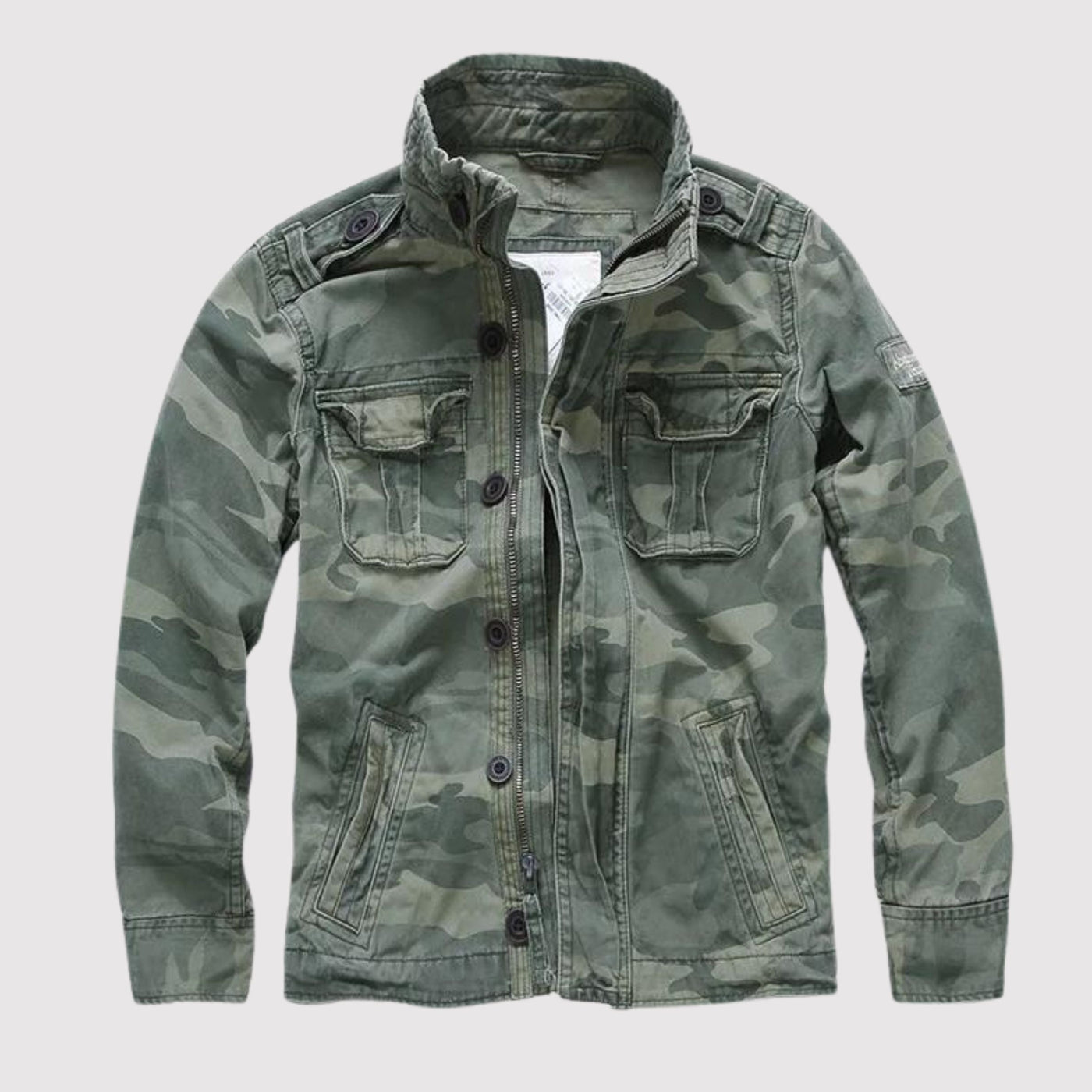 Herren Retro Denimjacke im Armeestil