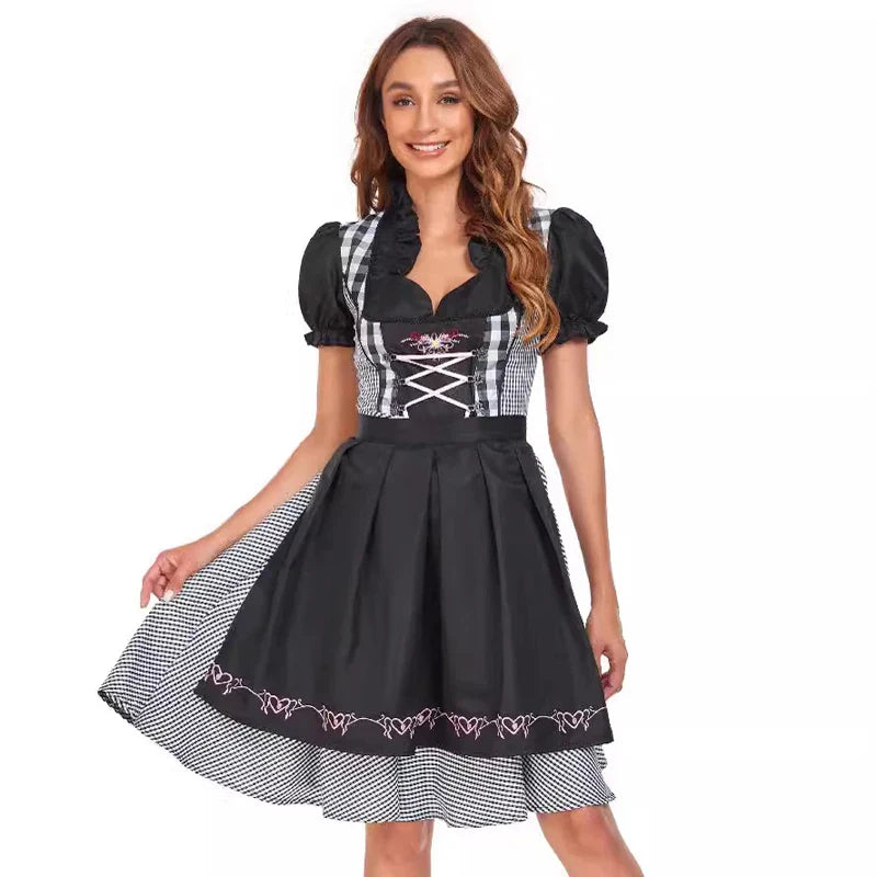 Oktoberfest Dirndl Damen – Traditionelles Trachtenkleid mit Schürze