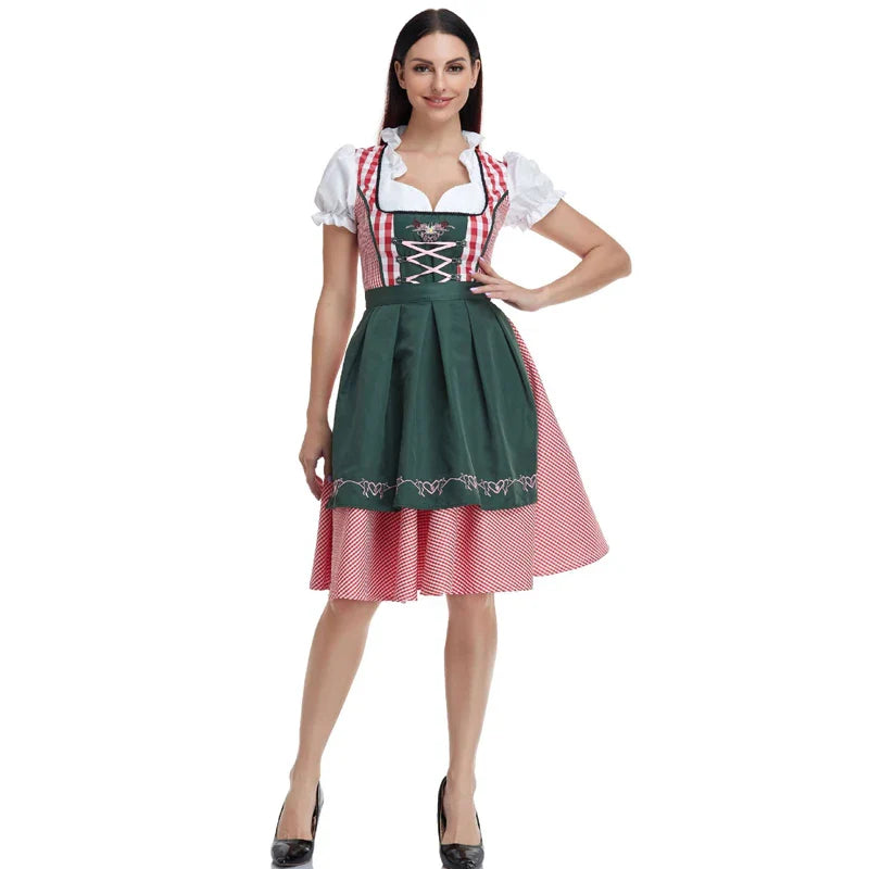 Oktoberfest Dirndl Damen – Traditionelles Trachtenkleid mit Schürze