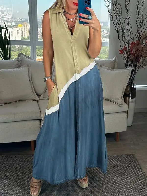 Meleana – Ärmelloses Kleid mit V-Ausschnitt