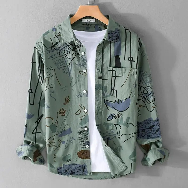 Kiesses - Nature's Canvas Spread Collar Shirt