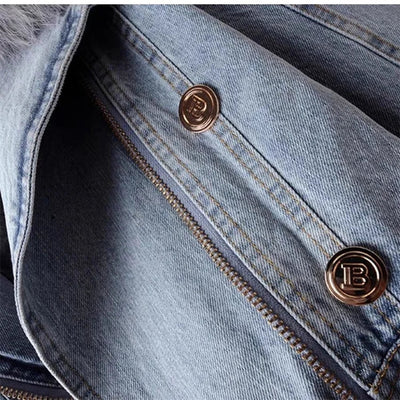 Finja | Kunstpelzkragen Denim Jacke