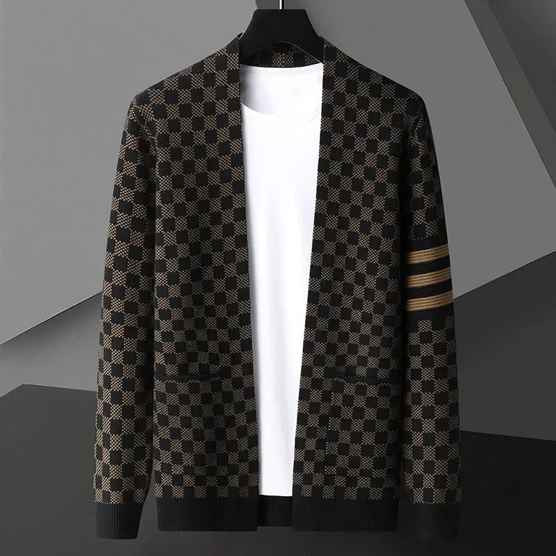 Männer Schick Blockmuster Strickjacke